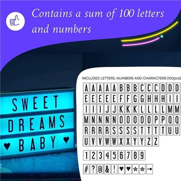 Personalized Cinema LightBox with Color Changing LEDLights-100 Letters & Numbers - Picture 5 of 6